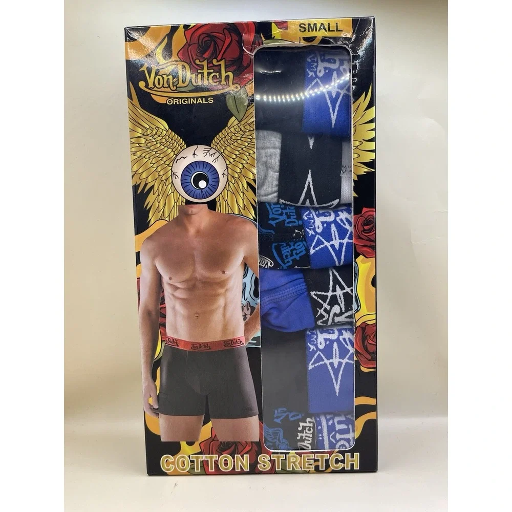 Von Dutch Originals Men's Cotton Stretch Boxer Briefs 6 Pack Sz Small 28-30 New